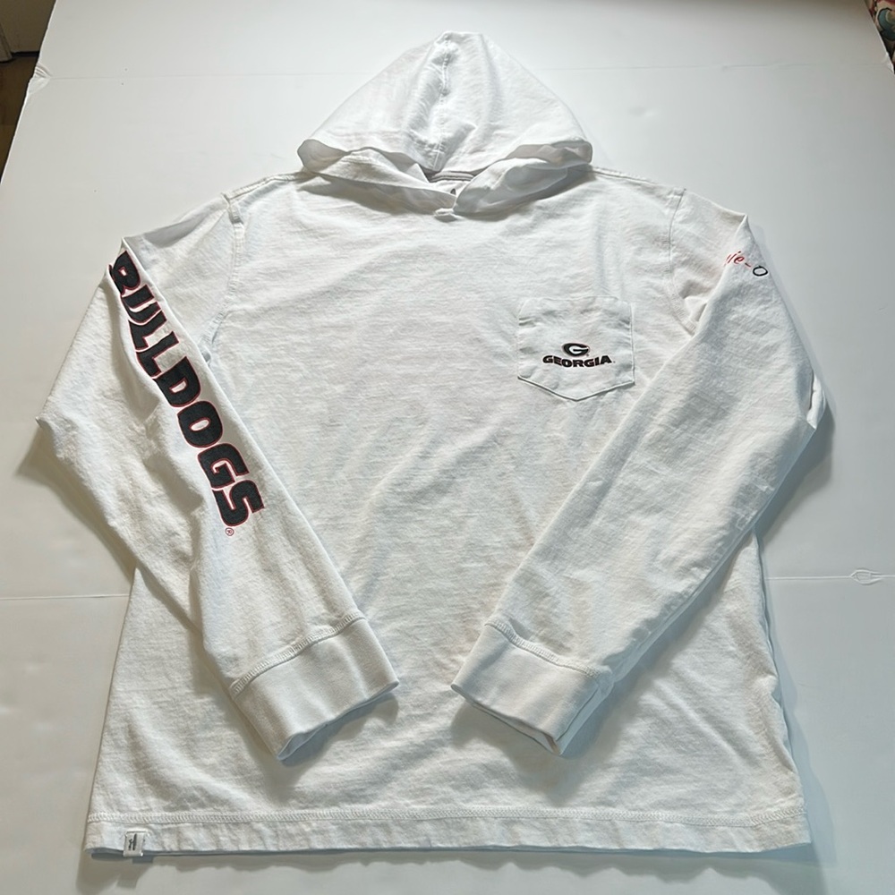 JOHNNIE-O WHITE GEORGIA BULLDOGS EDISON 2.0 HOODIE LONG TEE
